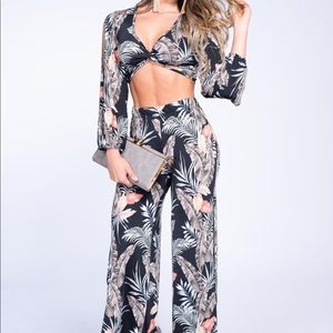 Long Sleeve Crop Top Set